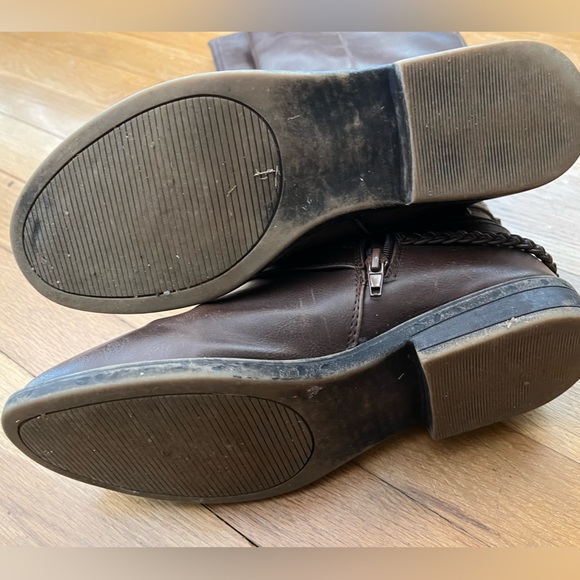 Rampage RAM-TICKER Brown Boots Women's 8 1/2 M Side-Zip With Studs Braided - Picture 4 of 6